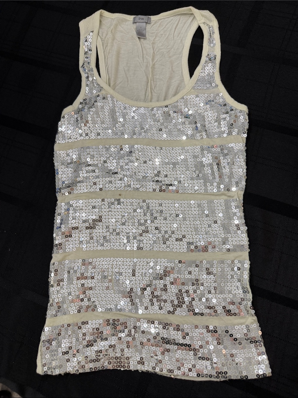Diva Ivory Sequin Racerback Tank